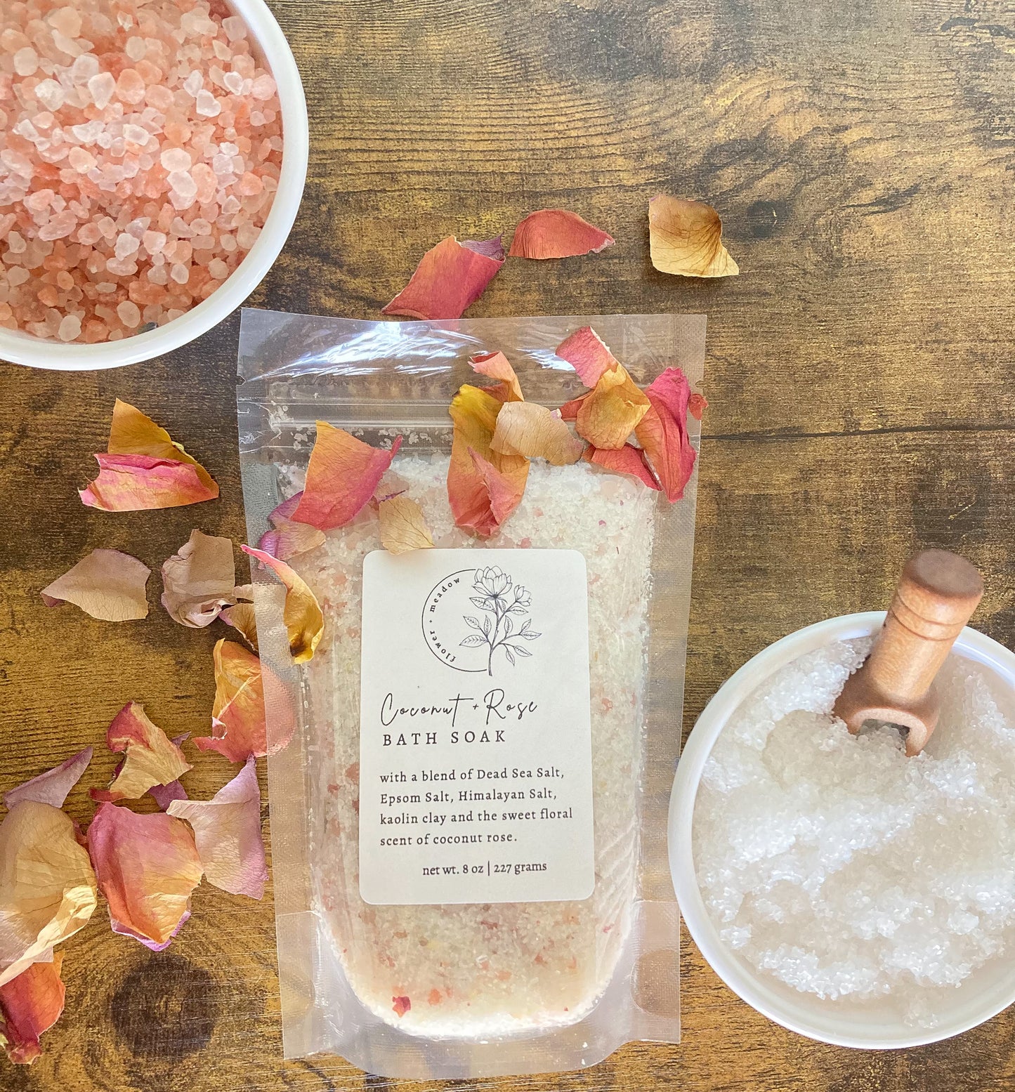 Relaxing Coconut Rose Bath Soak with Kaolin Clay