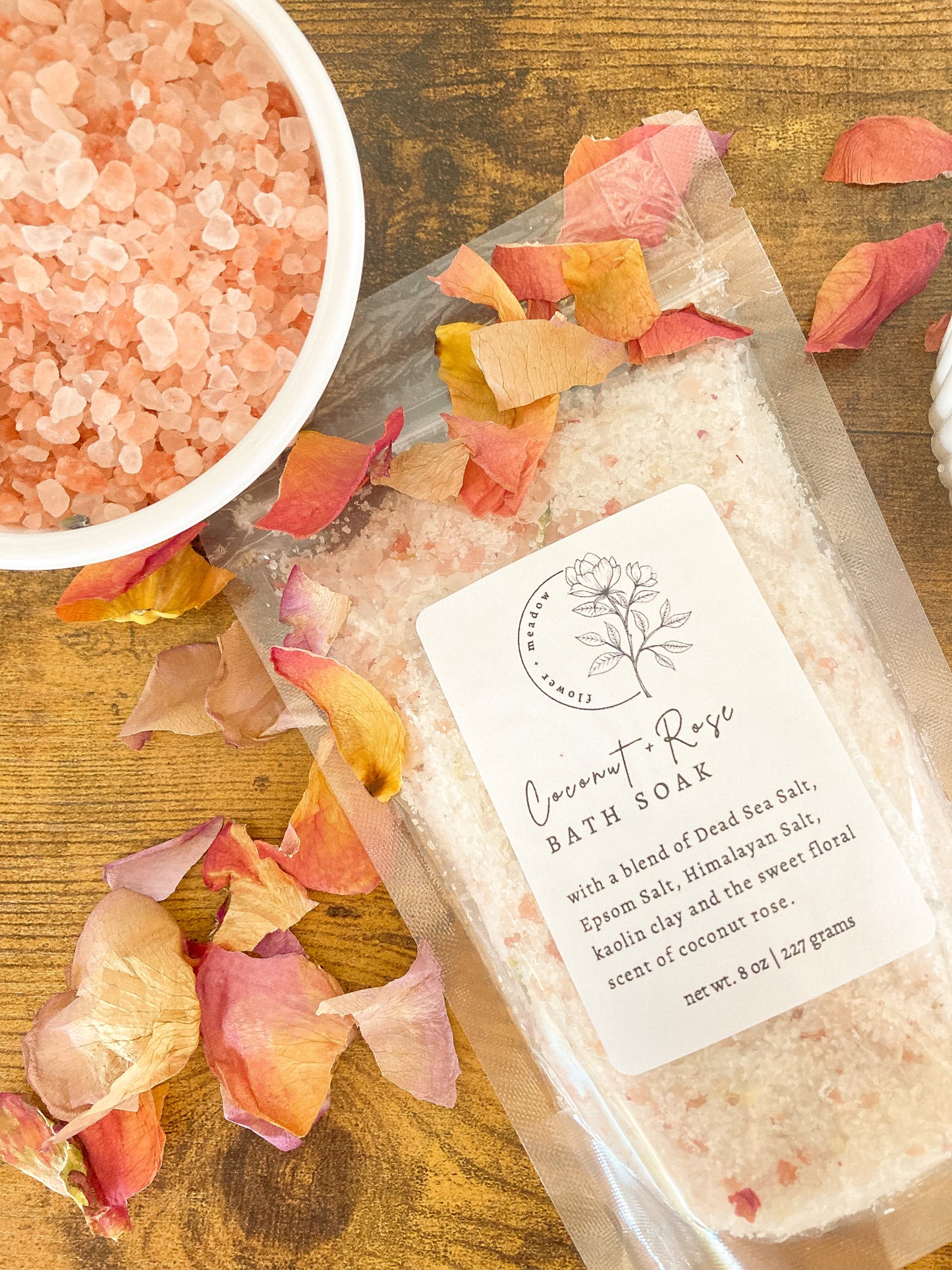 Relaxing Coconut Rose Bath Soak with Kaolin Clay