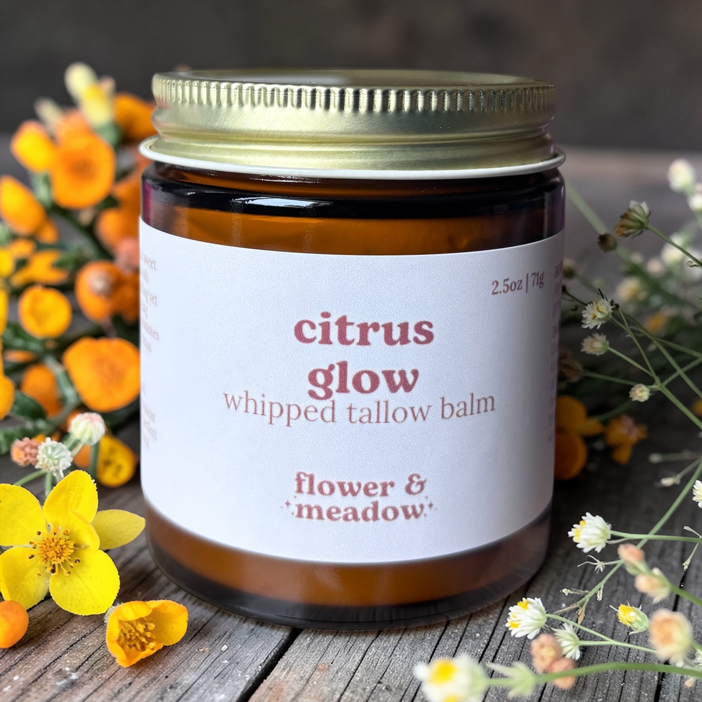 Citrus Glow Whipped Tallow Body Balm with Sweet Orange, Grapefruit and Lemon