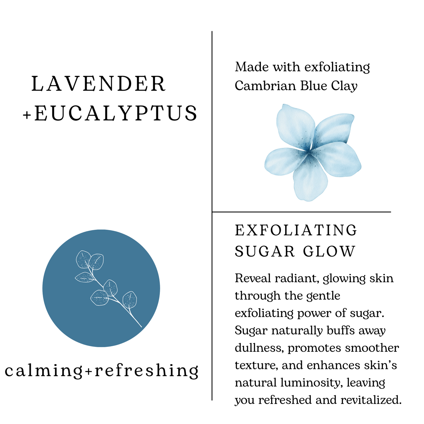 Natural Lavender Eucalyptus Sugar Scrub with Tallow & Cambrian Blue Clay