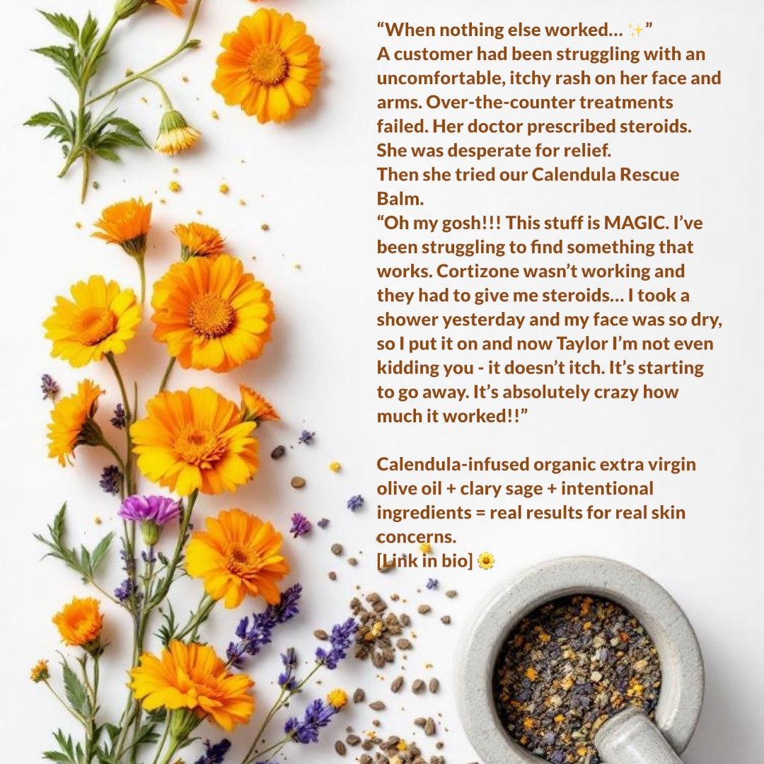 Organic Calendula Rescue Balm made with Clary Sage