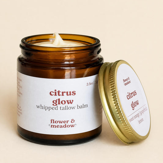 Citrus Glow Whipped Tallow Body Balm with Sweet Orange, Grapefruit and Lemon