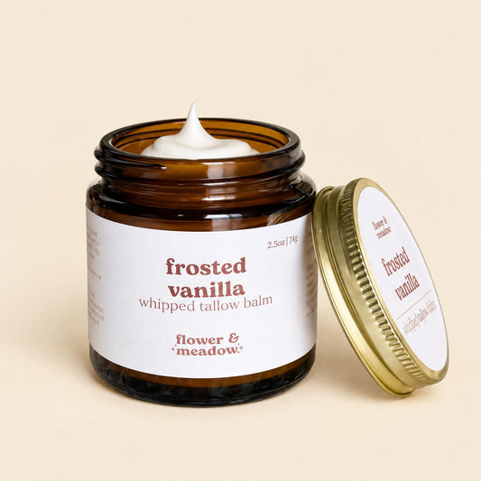 Frosted Vanilla Whipped Tallow Body Balm with Peppermint and Vanilla